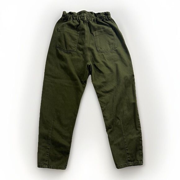 Zara Army Green (Dark Khaki) High Waisted Baggy Paperbag Jeans Women Size 4 - Picture 8 of 10
